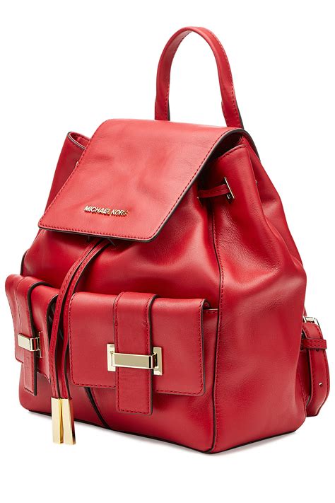 michael kors black and red backpack|Michael Kors black leather backpack.